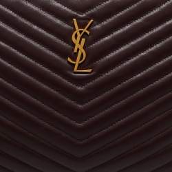 Saint Laurent Burgundy Matelasse Leather Monogram Pouch
