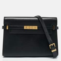 Saint Laurent Black Leather Medium Manhattan Flap Shoulder Bag