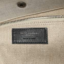 Saint Laurent Two Tone Beige Canvas Large Rive Gauche Tote