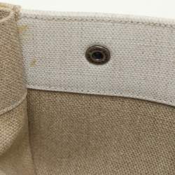 Saint Laurent Two Tone Beige Canvas Large Rive Gauche Tote