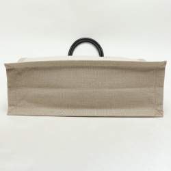 Saint Laurent Two Tone Beige Canvas Large Rive Gauche Tote
