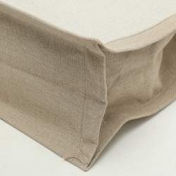 Saint Laurent Two Tone Beige Canvas Large Rive Gauche Tote