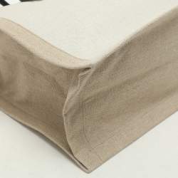 Saint Laurent Two Tone Beige Canvas Large Rive Gauche Tote