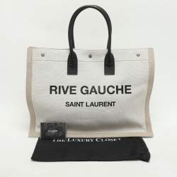 Saint Laurent Two Tone Beige Canvas Large Rive Gauche Tote
