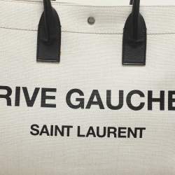 Saint Laurent Two Tone Beige Canvas Large Rive Gauche Tote
