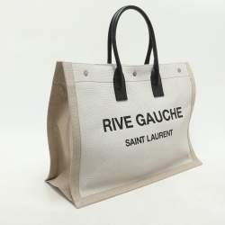 Saint Laurent Two Tone Beige Canvas Large Rive Gauche Tote
