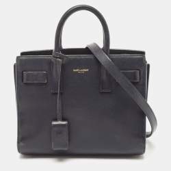 Saint Laurent Black Leather Nano Classic Sac De Jour Tote