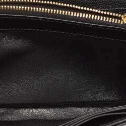 Pre Owned Saint Laurent Black Matelassé Leather Monogram Flap Continental Wallet