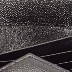 Pre Owned Saint Laurent Black Matelassé Leather Monogram Flap Continental Wallet
