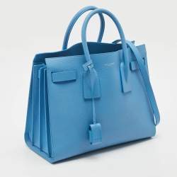 Saint Laurent Light Blue Leather Small Classic Sac De Jour Tote
