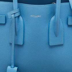Saint Laurent Light Blue Leather Small Classic Sac De Jour Tote