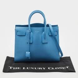 Saint Laurent Light Blue Leather Small Classic Sac De Jour Tote