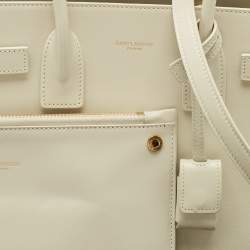 Pre Owned Saint Laurent White Leather Baby Classic Sac De Jour Tote