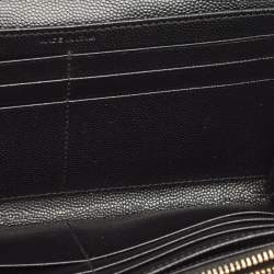Saint Laurent Black Matelassé Leather Monogram Continental Wallet