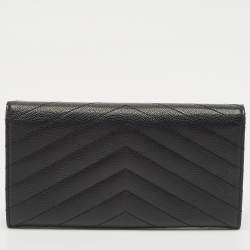 Saint Laurent Black Matelassé Leather Monogram Continental Wallet