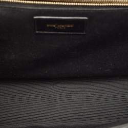 Saint Laurent Black Matelassé Leather Large Monogram Envelope Shoulder Bag