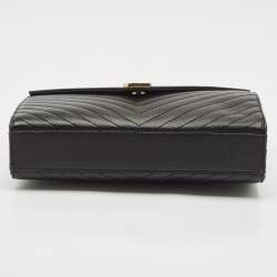 Saint Laurent Black Matelassé Leather Large Monogram Envelope Shoulder Bag