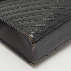 Saint Laurent Black Matelassé Leather Large Monogram Envelope Shoulder Bag