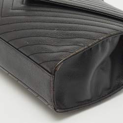 Saint Laurent Black Matelassé Leather Large Monogram Envelope Shoulder Bag