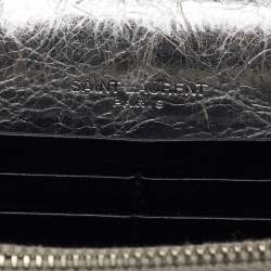 Saint Laurent Silver Crackled Leather Kate Tassel Wallet on Chain 