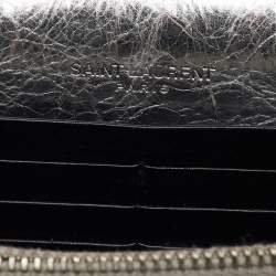 Saint Laurent Silver Crackled Leather Kate Tassel Wallet on Chain 