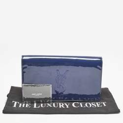 Saint Laurent Blue Patent Leather Belle De Jour Clutch