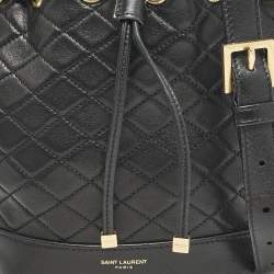 Saint Laurent Black Quilted Leather Emmanuelle Bucket Drawstring Bag
