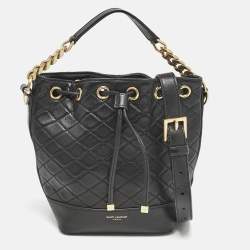 Saint Laurent Black Quilted Leather Emmanuelle Bucket Drawstring Bag