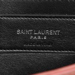 Saint Laurent Nude Rose Croc Embossed Leather Monogram Clutch 
