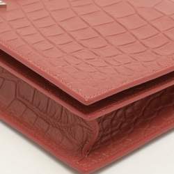 Saint Laurent Nude Rose Croc Embossed Leather Monogram Clutch 