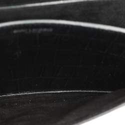 Saint Laurent Black Croc Embossed Leather High School Top Handle Bag