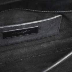 Saint Laurent Black Croc Embossed Leather High School Top Handle Bag