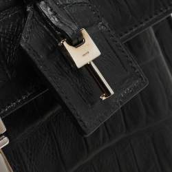 Saint Laurent Black Croc Embossed Leather High School Top Handle Bag