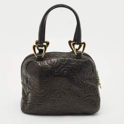 Saint Laurent Black Leather Arabesque Satchel
