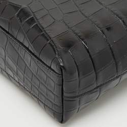 Pre Owned Saint Laurent Black Croc Embossed Leather Mini Toy Bucket Bag