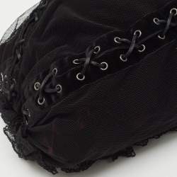 Saint Laurent Black Mesh and Lace Up Corset Bag