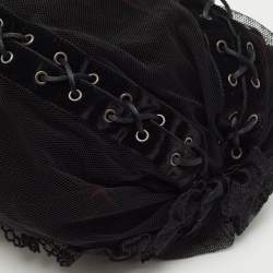 Saint Laurent Black Mesh and Lace Up Corset Bag