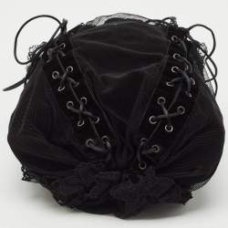 Saint Laurent Black Mesh and Lace Up Corset Bag