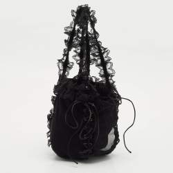 Saint Laurent Black Mesh and Lace Up Corset Bag