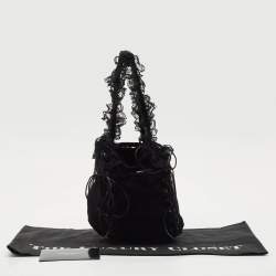 Saint Laurent Black Mesh and Lace Up Corset Bag