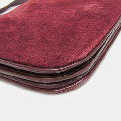 Saint Laurent Bordeaux Monogram Leather Suede Shoulder Bag 