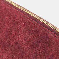 Saint Laurent Bordeaux Monogram Leather Suede Shoulder Bag 