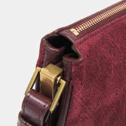 Saint Laurent Bordeaux Monogram Leather Suede Shoulder Bag 