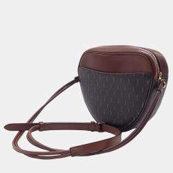 Saint Laurent Paris Brown Canvas and Leather Coeur Bag