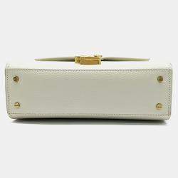 Saint Laurent Paris White Leather Cassandra top handle shoulder bag