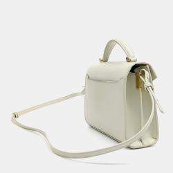 Saint Laurent Paris White Leather Cassandra top handle shoulder bag