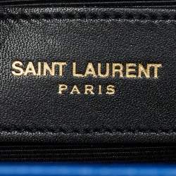 Saint Laurent Blue Matelassé Leather Large Monogram Envelope Shoulder Bag