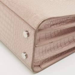 Saint Laurent Old Rose Croc Embossed Leather Baby Classic Sac De Jour Tote