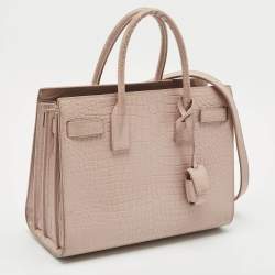 Saint Laurent Old Rose Croc Embossed Leather Baby Classic Sac De Jour Tote