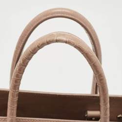 Saint Laurent Old Rose Croc Embossed Leather Baby Classic Sac De Jour Tote